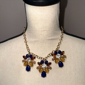 Elegant Gold and Blue Statement Necklace